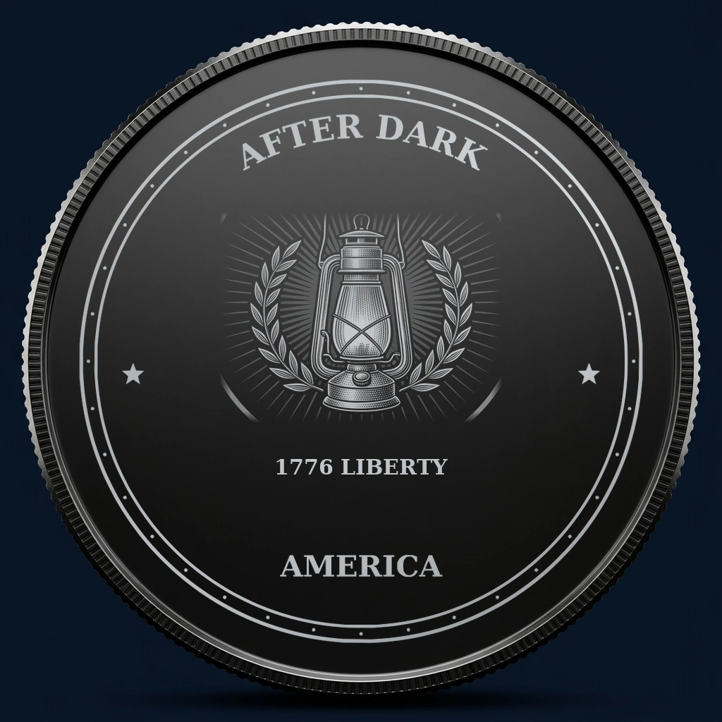 1776 After Dark — front, black-and-silver design mockup