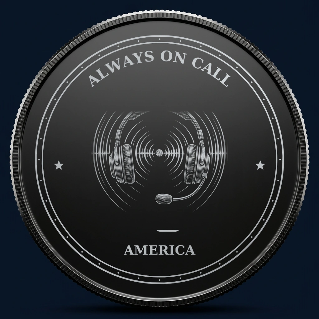 Always on Call — front, black-and-silver design mockup
