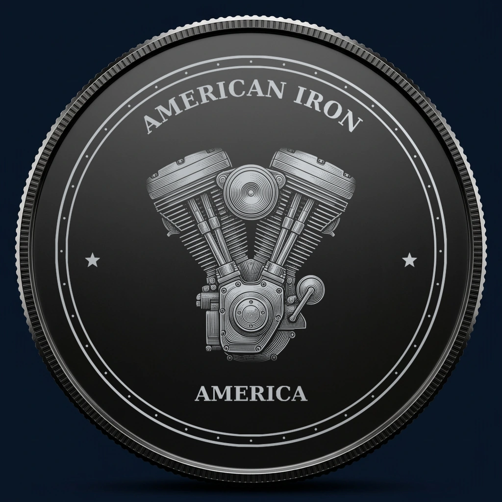 American Iron — front, black-and-silver design mockup