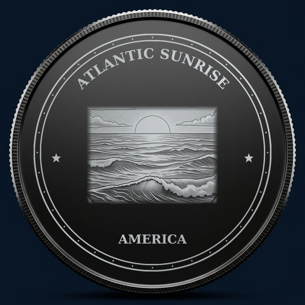 Atlantic Sunrise — front, black-and-silver design mockup