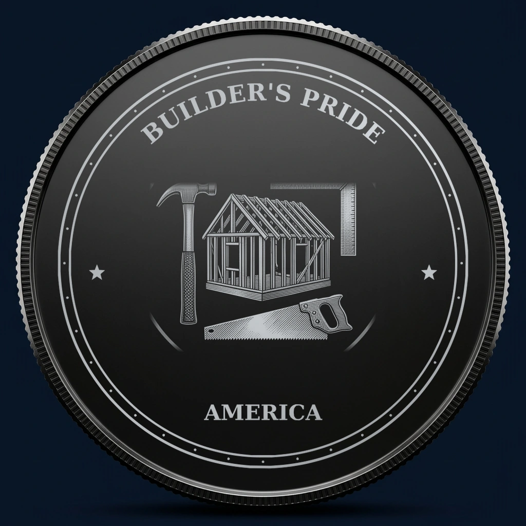 Builder's Pride — front, black-and-silver design mockup