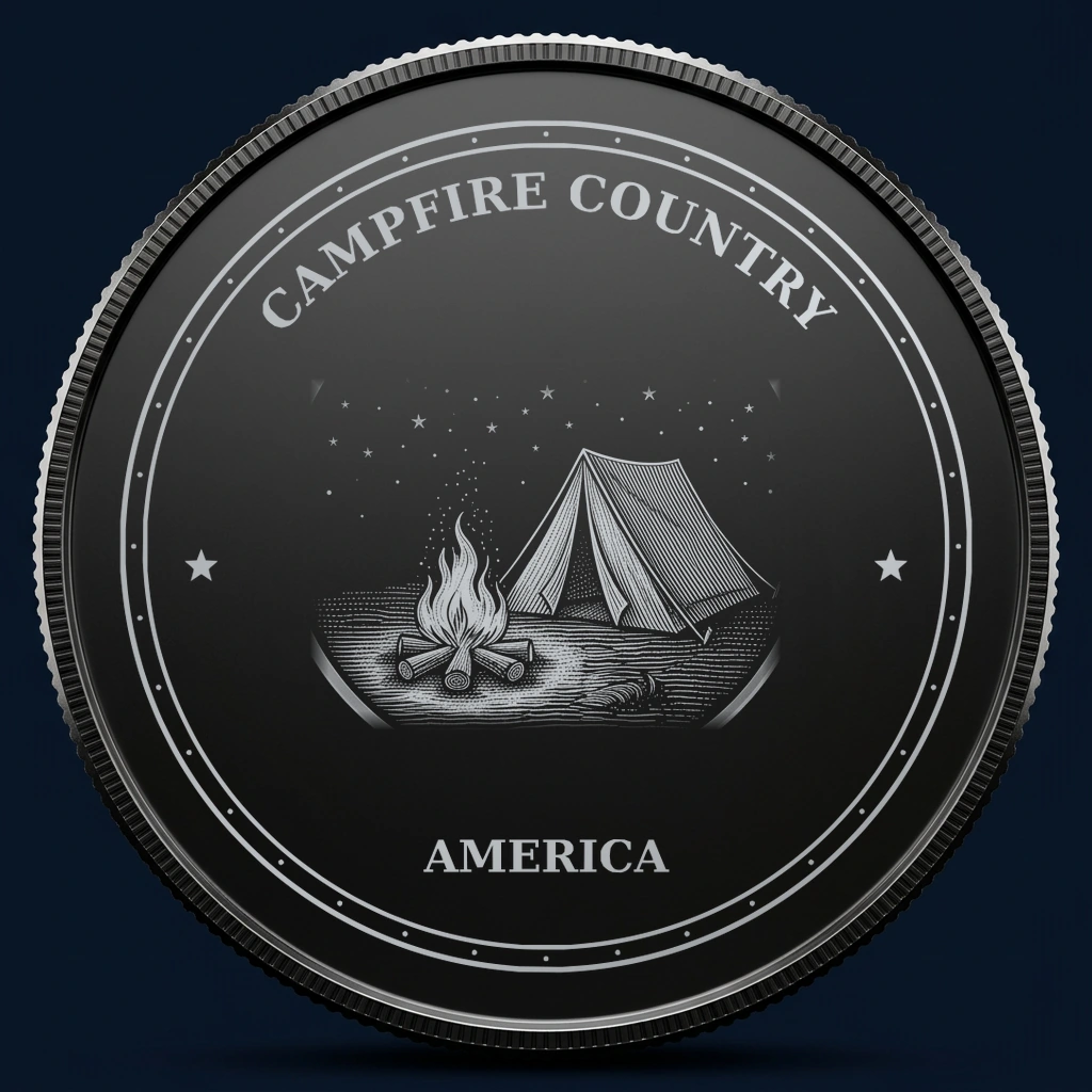Campfire Country — front, black-and-silver design mockup