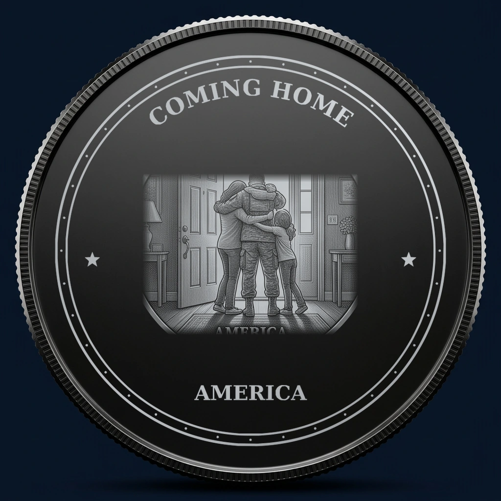 Coming Home — front, black-and-silver design mockup