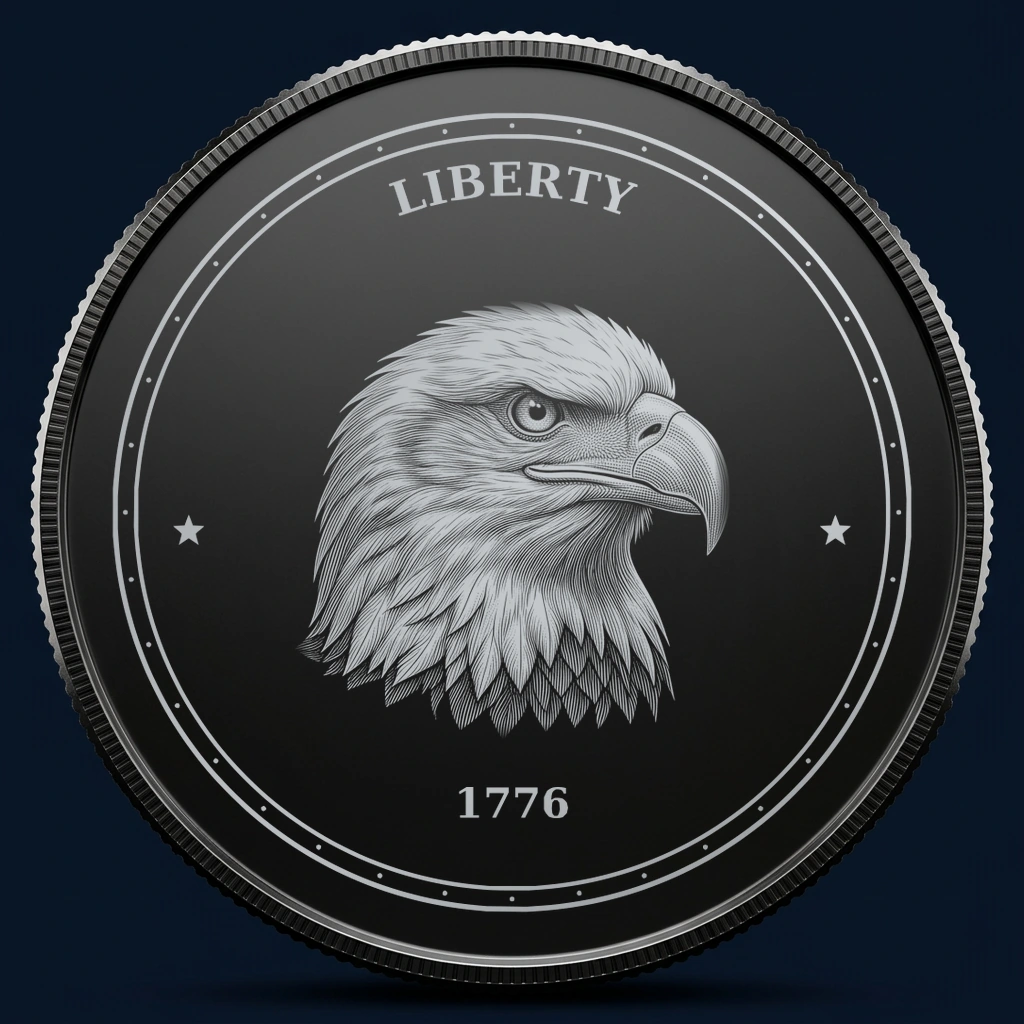 Eagle / 1776 — front, black-and-silver design mockup