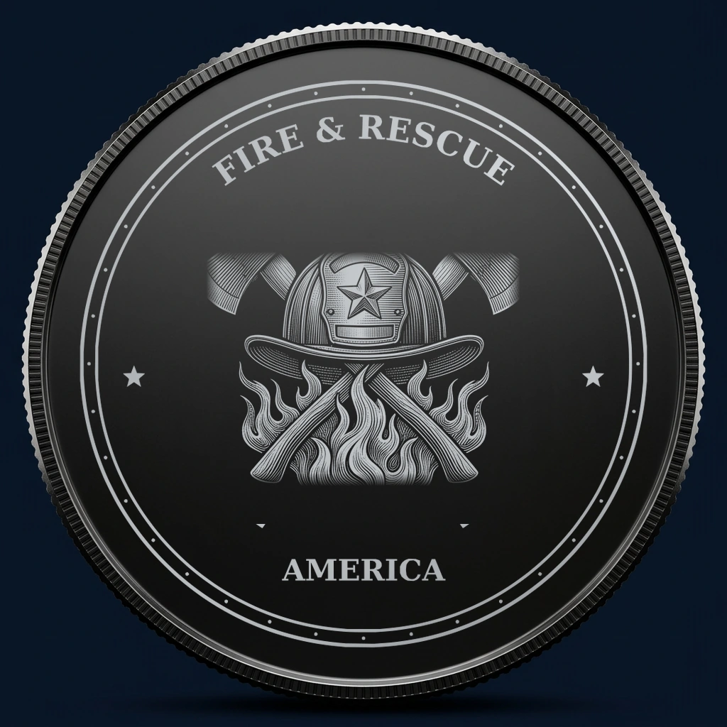 Fire & Rescue — front, black-and-silver design mockup