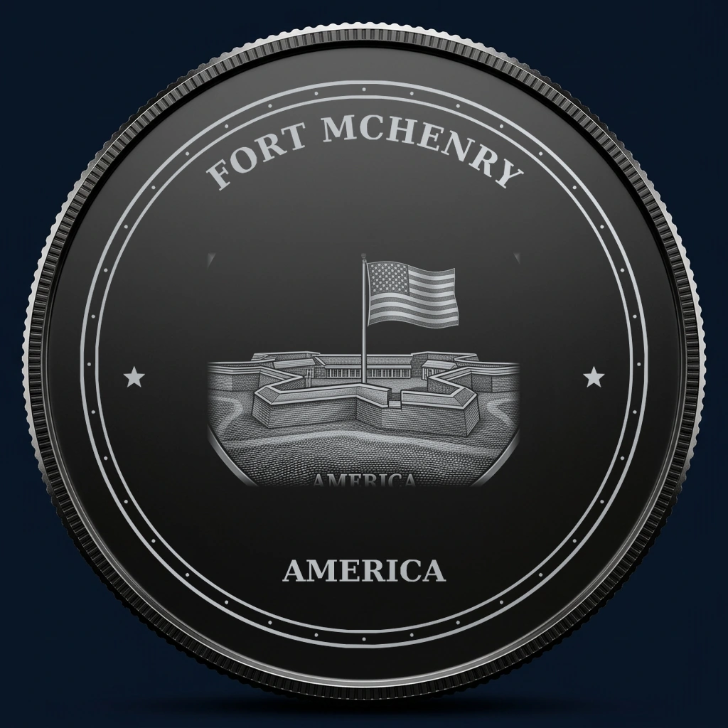 Fort McHenry — front, black-and-silver design mockup