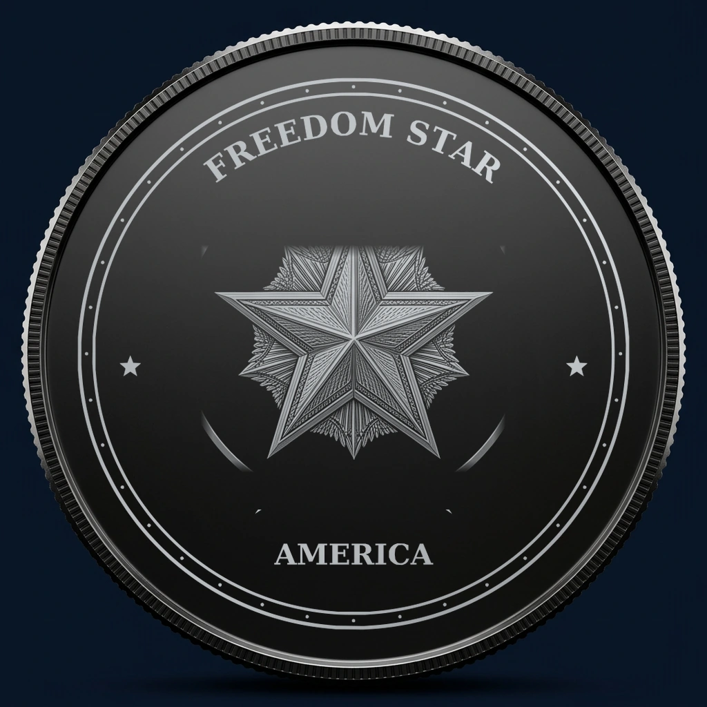 Freedom Star — front, black-and-silver design mockup