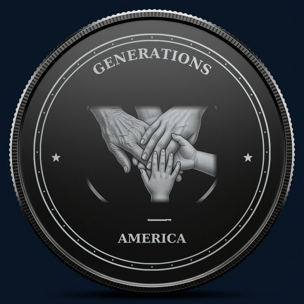 Generations — front, black-and-silver design mockup