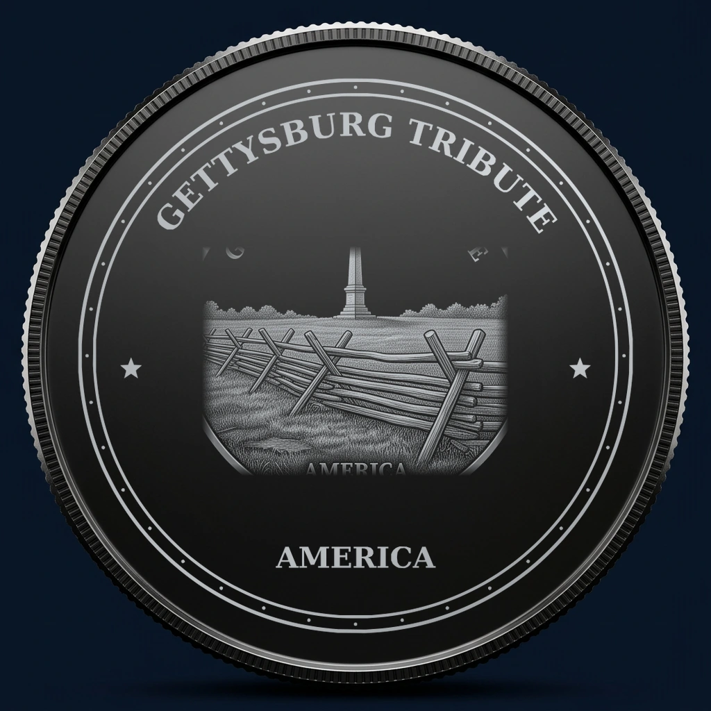 Gettysburg Tribute — front, black-and-silver design mockup