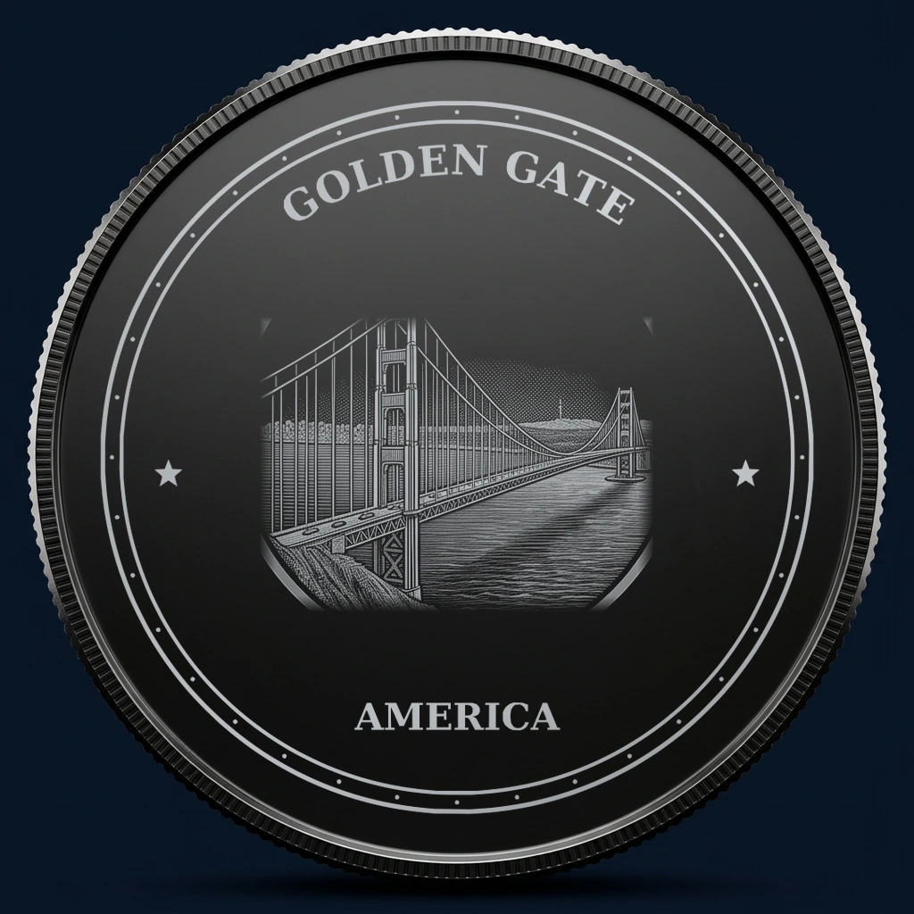 Golden Gate — front, black-and-silver design mockup