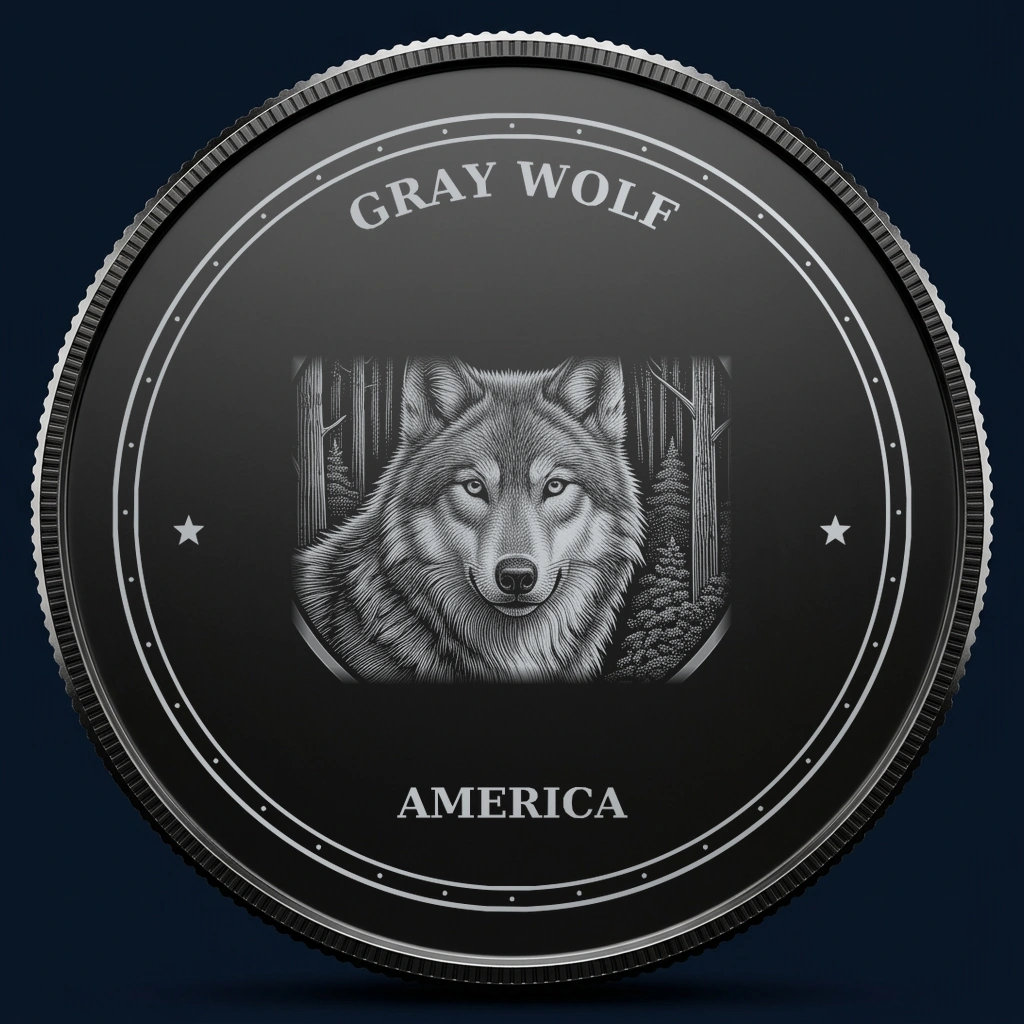 Gray Wolf — front, black-and-silver design mockup