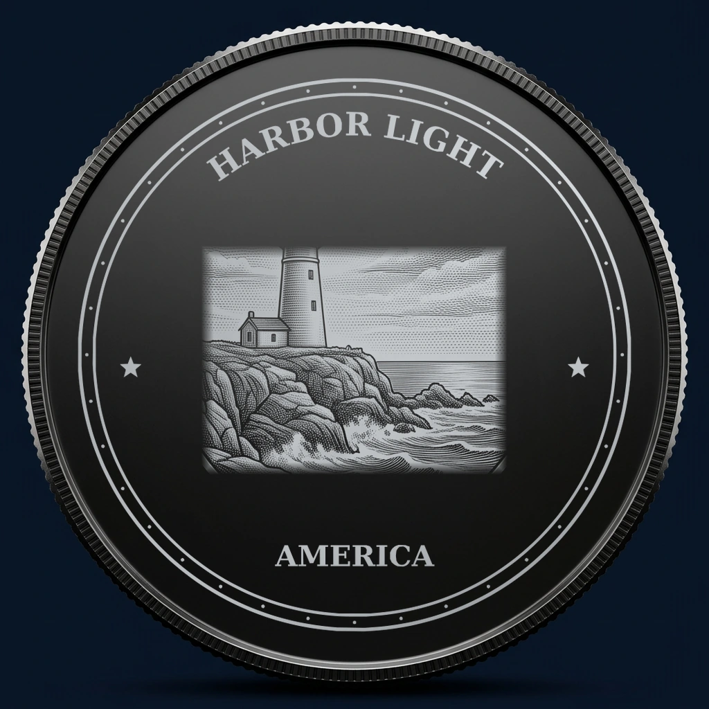 Harbor Light — front, black-and-silver design mockup
