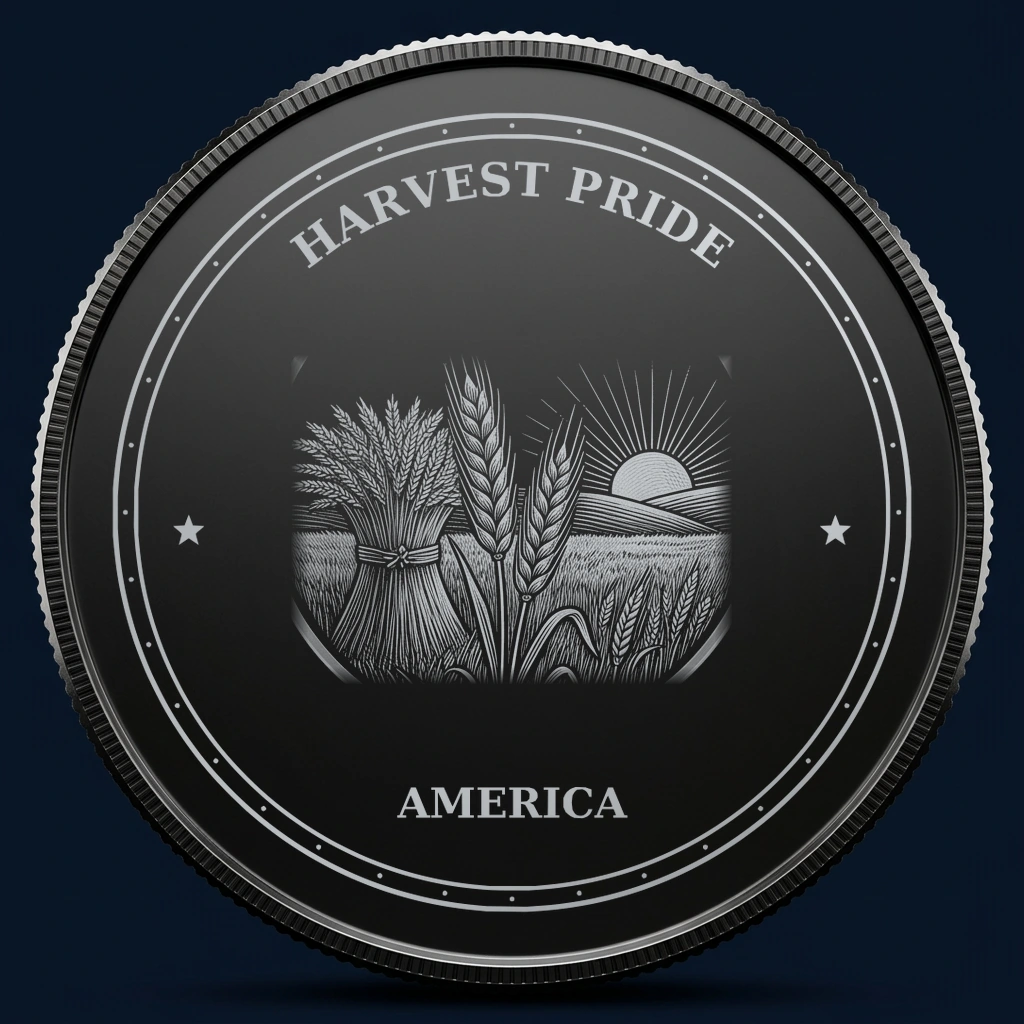 Harvest Pride — front, black-and-silver design mockup