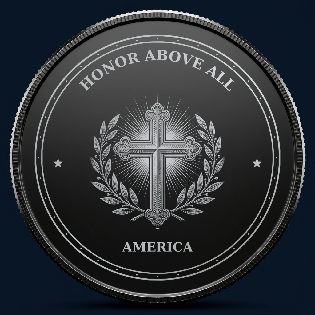 Honor Above All — front, black-and-silver design mockup