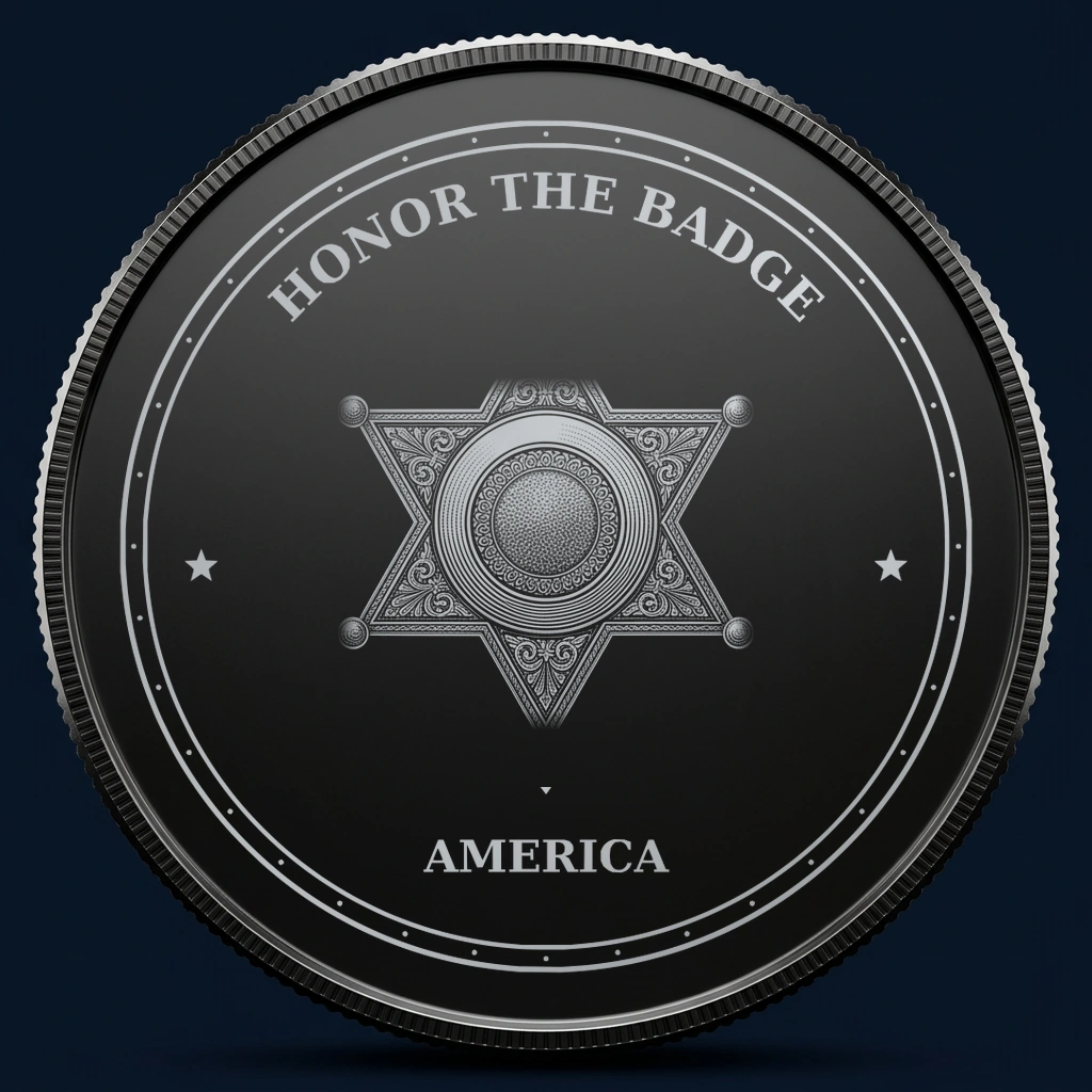 Honor the Badge — front, black-and-silver design mockup