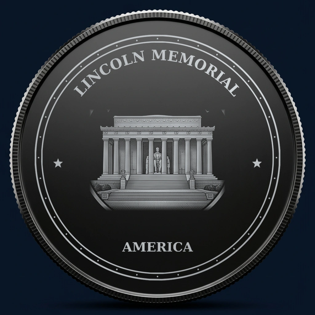 Lincoln Memorial — front, black-and-silver design mockup