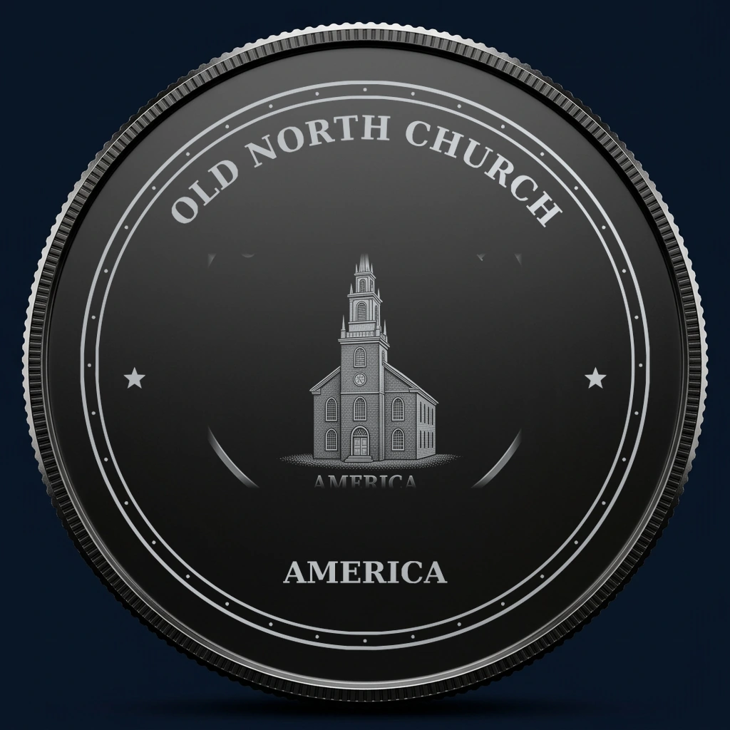 Old North Church — front, black-and-silver design mockup