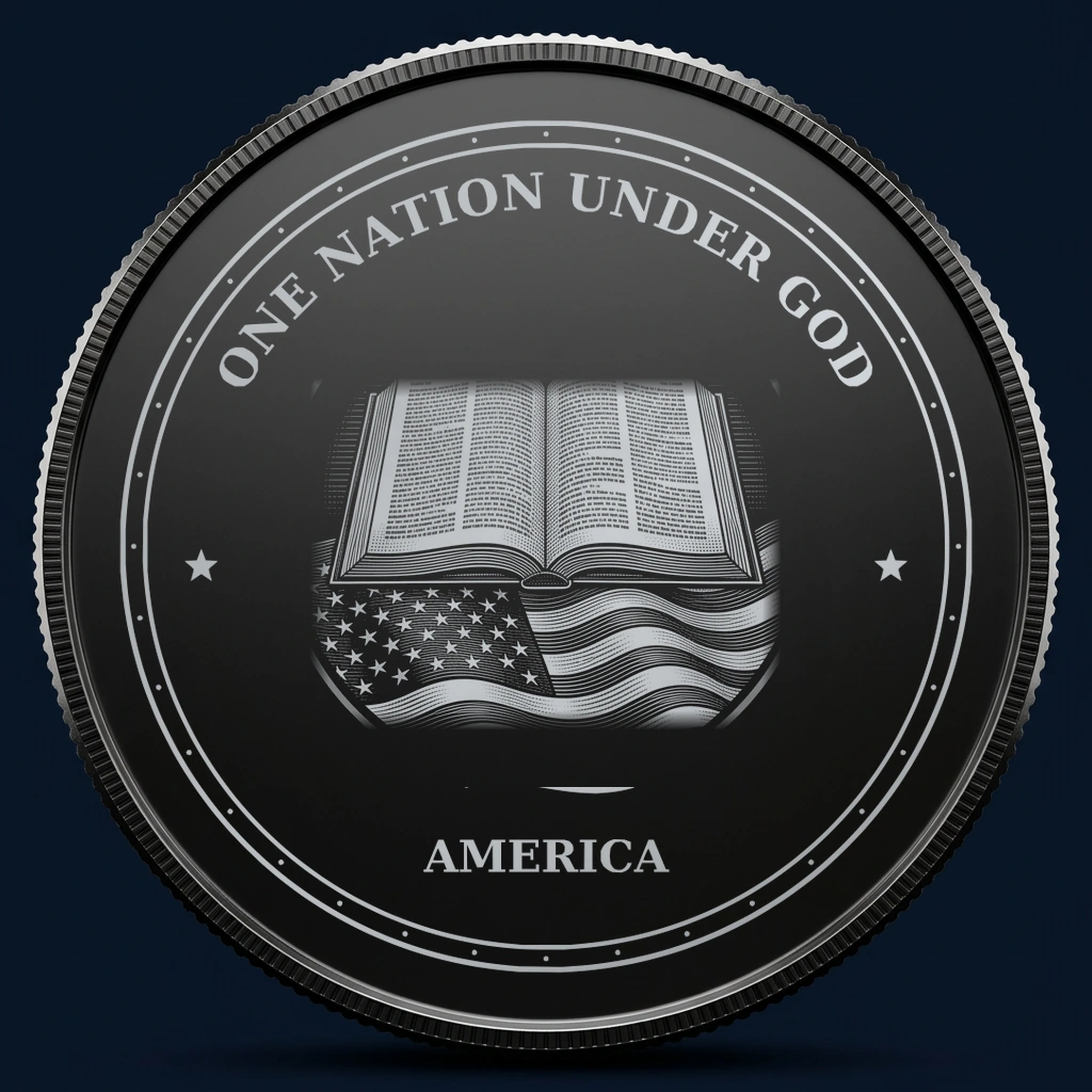 One Nation Under God — front, black-and-silver design mockup