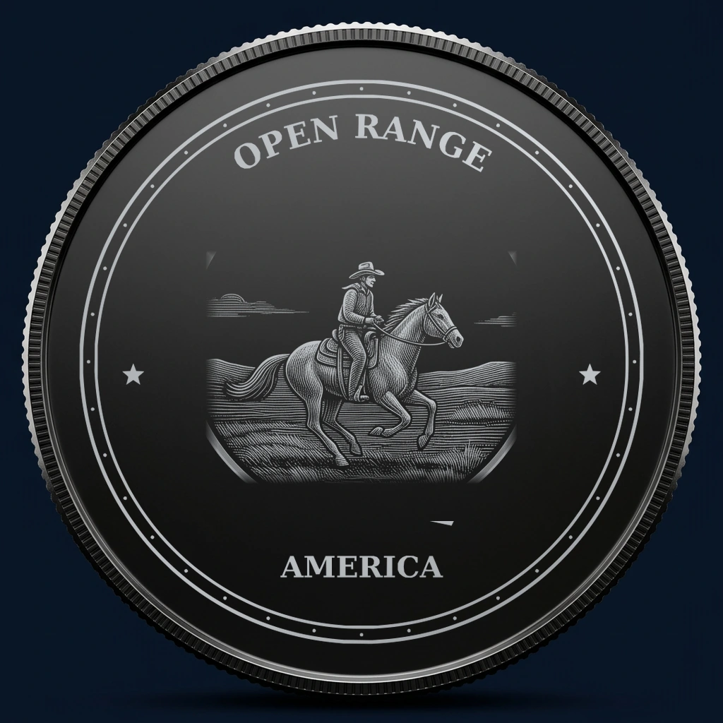Open Range — front, black-and-silver design mockup