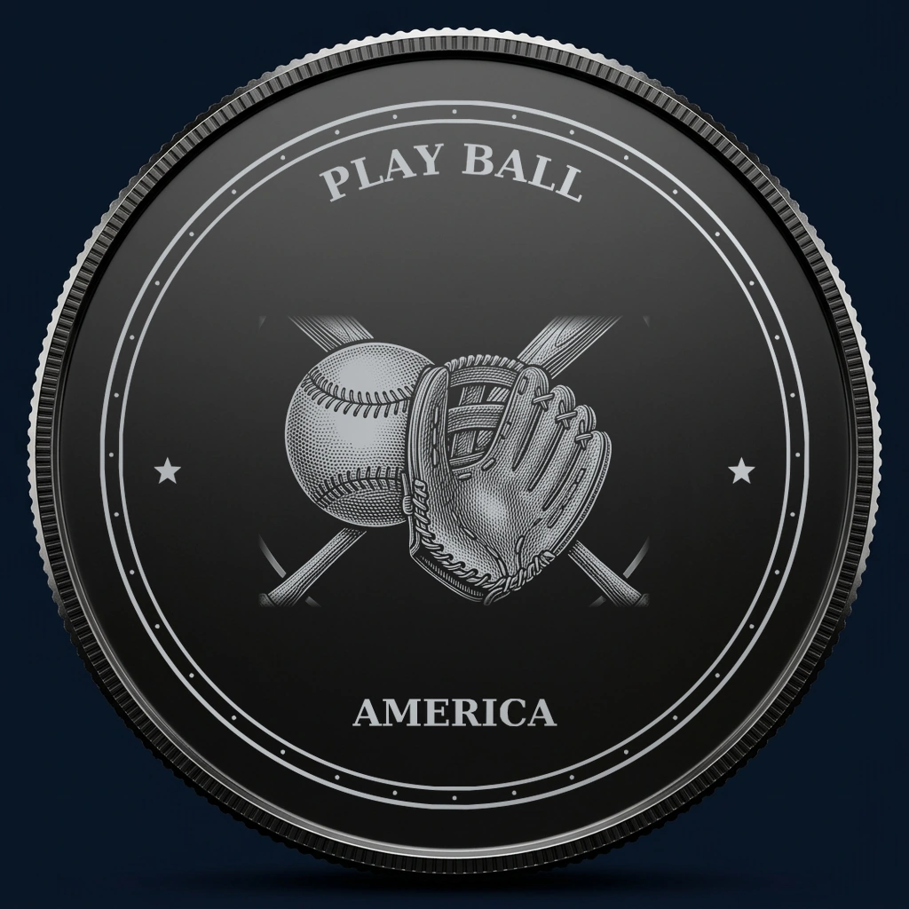 Play Ball — front, black-and-silver design mockup