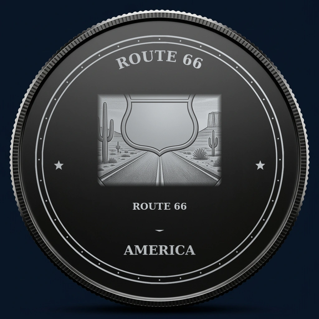 Route 66 — front, black-and-silver design mockup