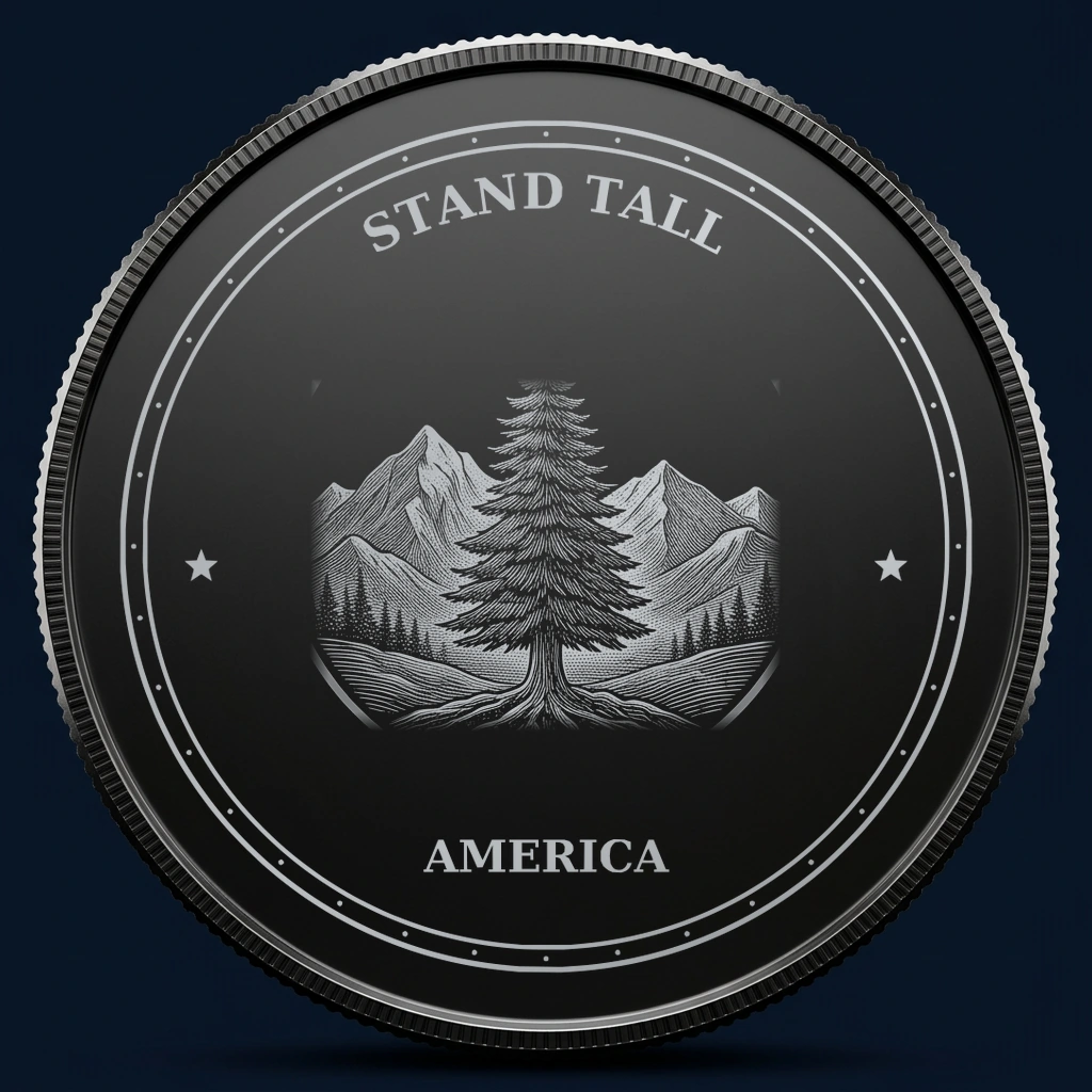 Stand Tall — front, black-and-silver design mockup