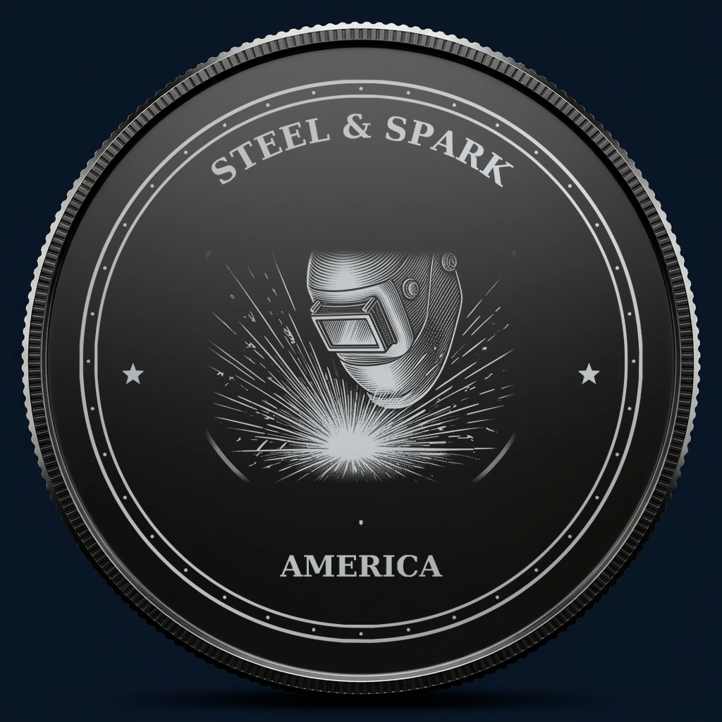 Steel & Spark — front, black-and-silver design mockup