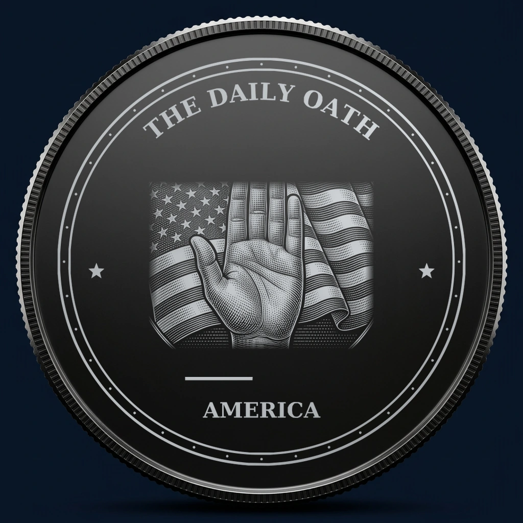 The Daily Oath — front, black-and-silver design mockup