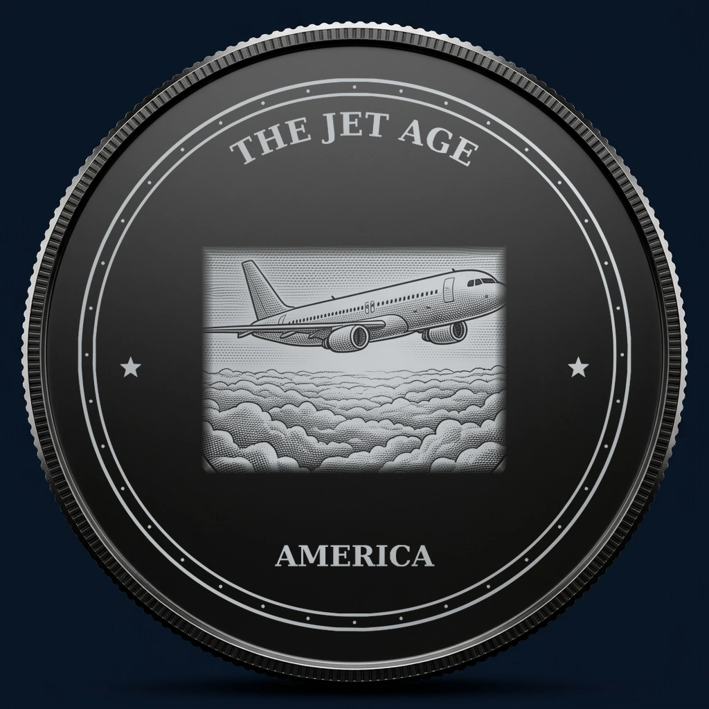 The Jet Age — front, black-and-silver design mockup