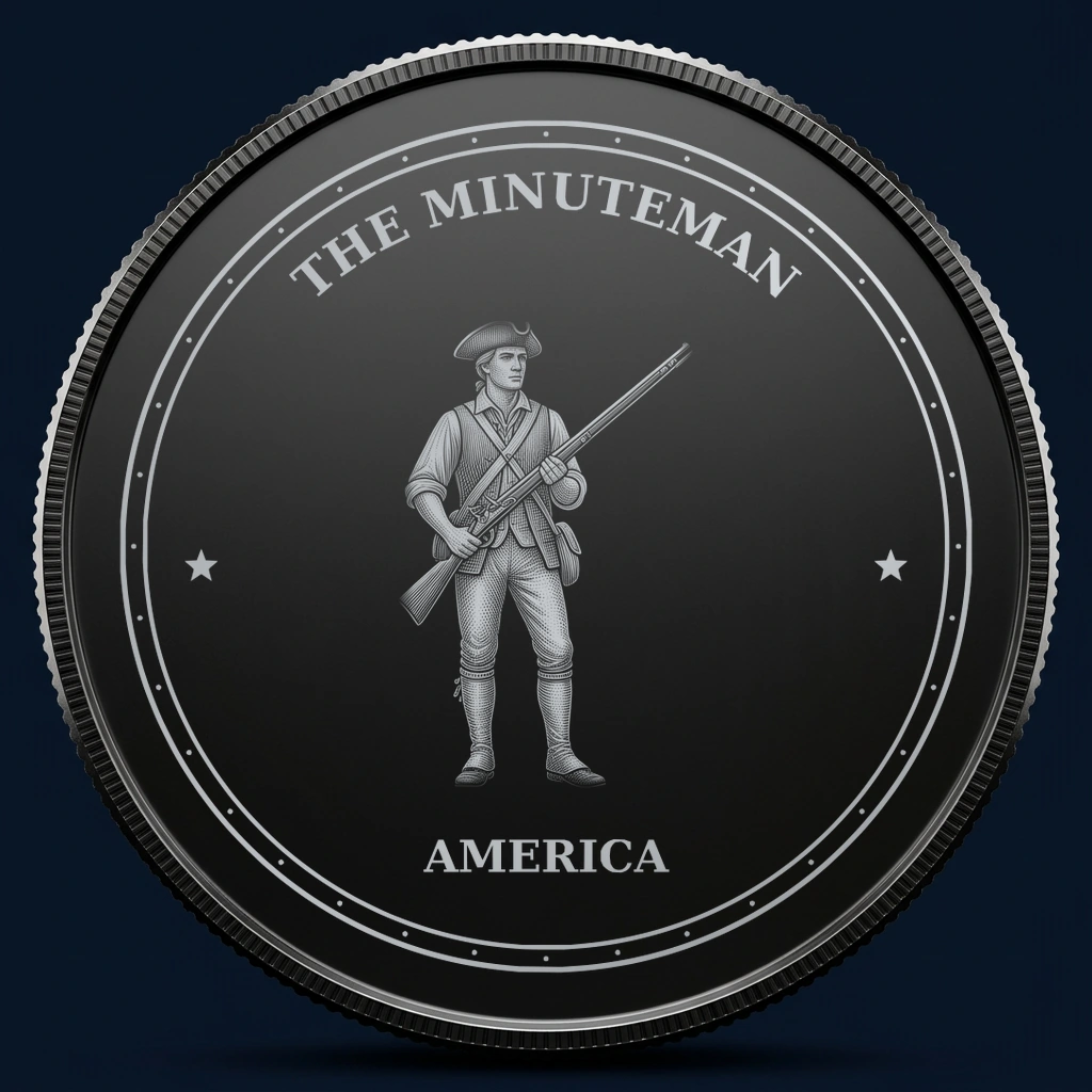 The Minuteman — front, black-and-silver design mockup