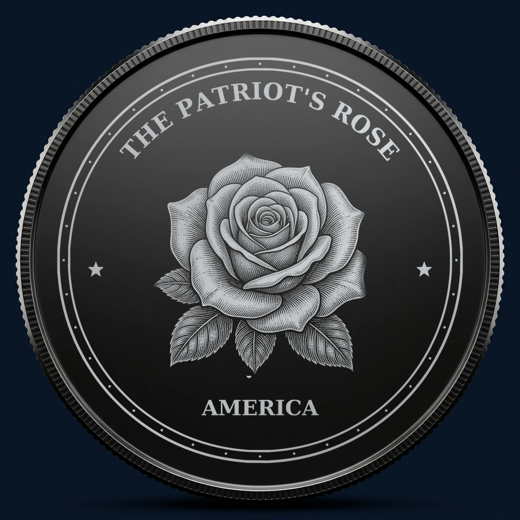 The Patriot's Rose — front, black-and-silver design mockup