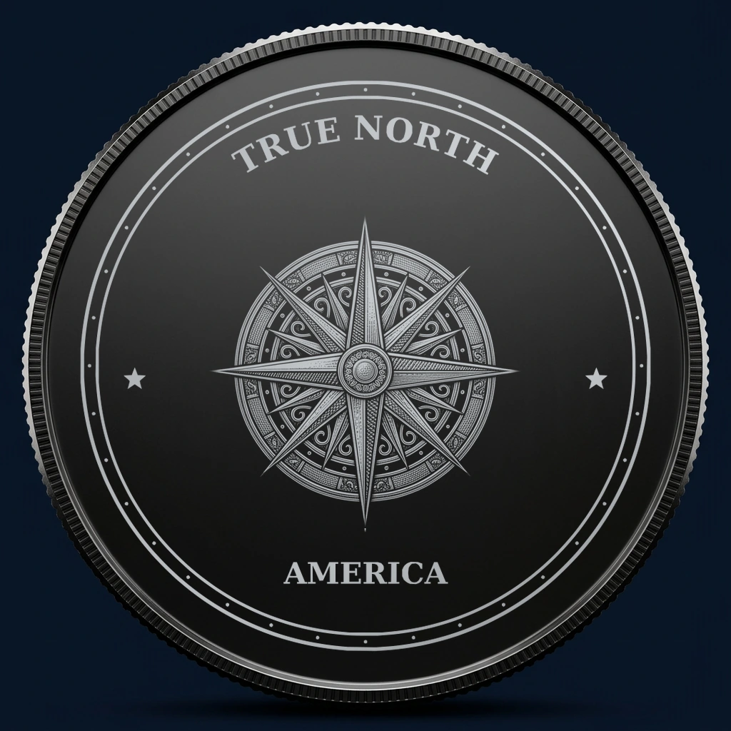 True North — front, black-and-silver design mockup