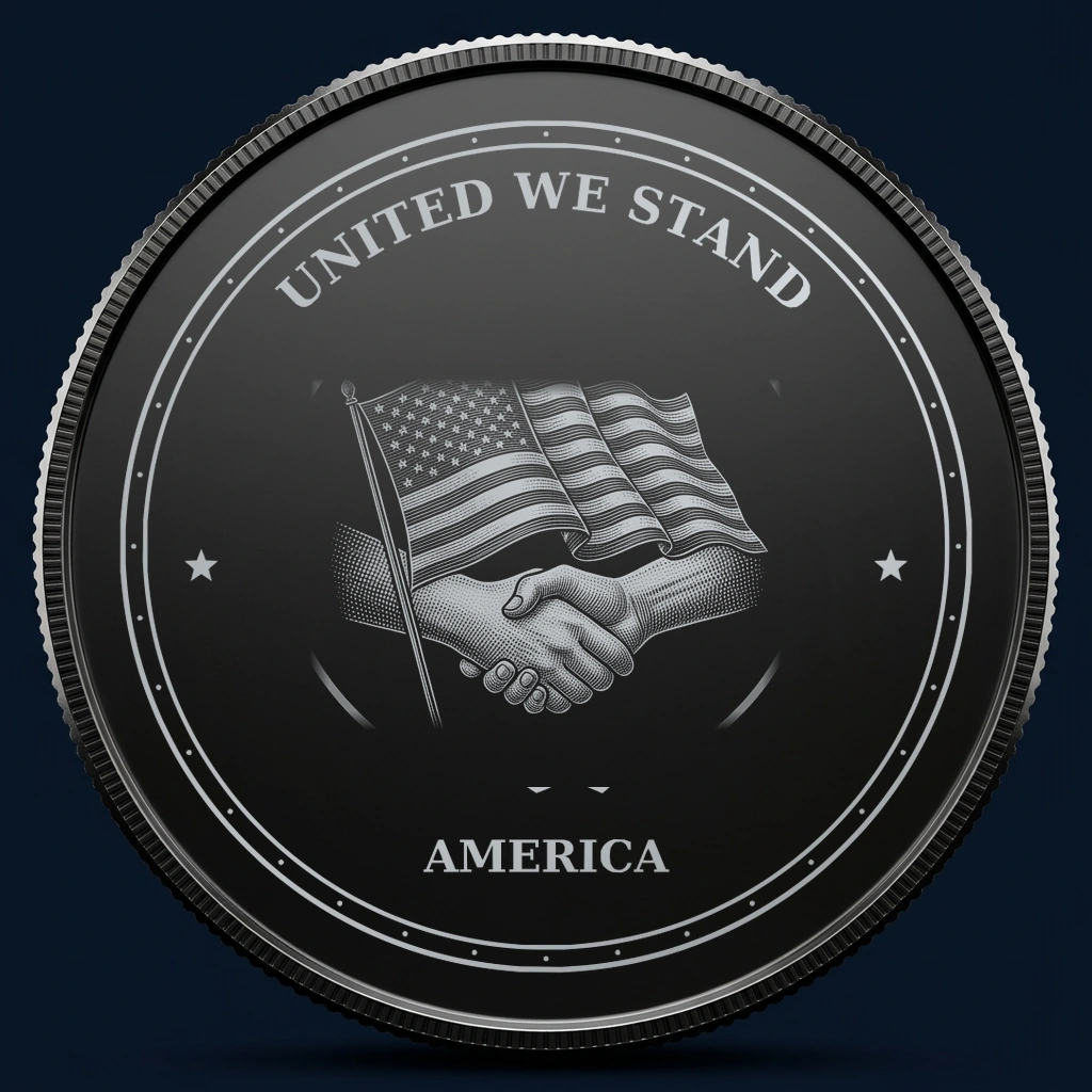 United We Stand — front, black-and-silver design mockup